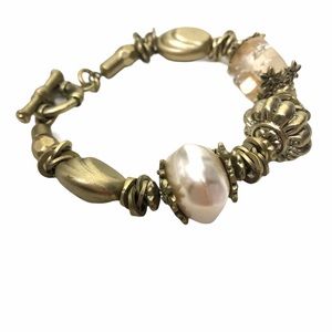 Vintage chunky bracelet with brass elements